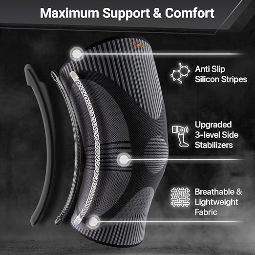 DR. BRACE ELITE Knee Brace with Size Stabilizer (2 Pack) Knee Brace for Women & Men, Workout, Sports, Daily Knee Compression Sleeve for Maximum Knee Pain Support & Fast Recovery (Pluto, X-Large)