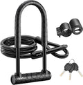 Bike U Lock,Heavy Duty Combination Bicycle u Lock Shackle 4ft Length Security Cable with Sturdy Mounting Bracket and Key Anti Theft Bicycle Secure Locks