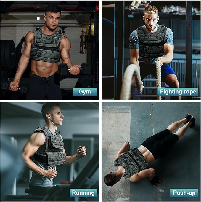 Adjustable Weighted Vest 44 Lb, Weight Vest for Men,Adjustable Wearable Weights with Iron Weights for Home Workouts and Strength Training