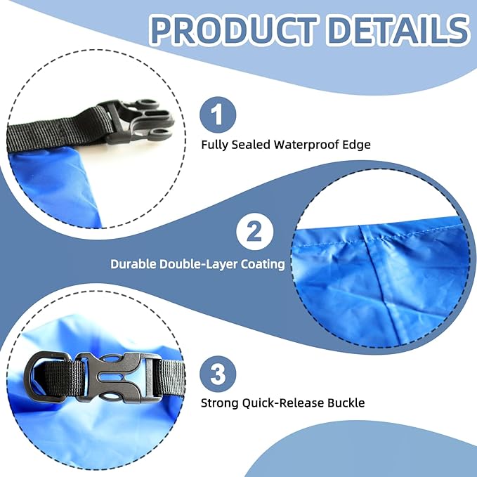 6PCS Dry Bags Waterproof, Lightweight Dry Bags for Kayaking Waterproof，Outdoor Waterproof Bag for Kayaking Hiking Boating Camping