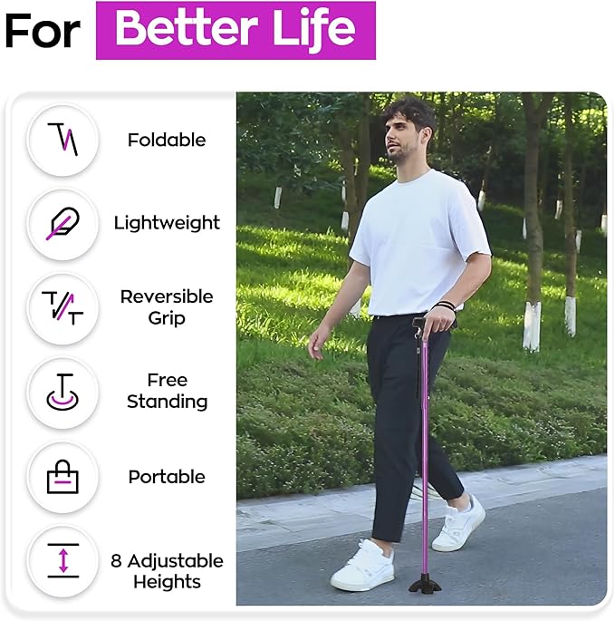 Tall Men's Walking Cane 42.52 Inches. Extra Tall Walking Cane Easy to Travel is Suit for Tall Men Over 5 Feet 9 Inches (Purple)