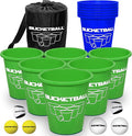 BucketBall | Team Color Edition | Combo Pack (Green/Navy Blue): Original Yard Pong Game: Best Camping, Beach, Lawn, Outdoor, Family, Adult, Tailgate, Jumbo, Giant Game
