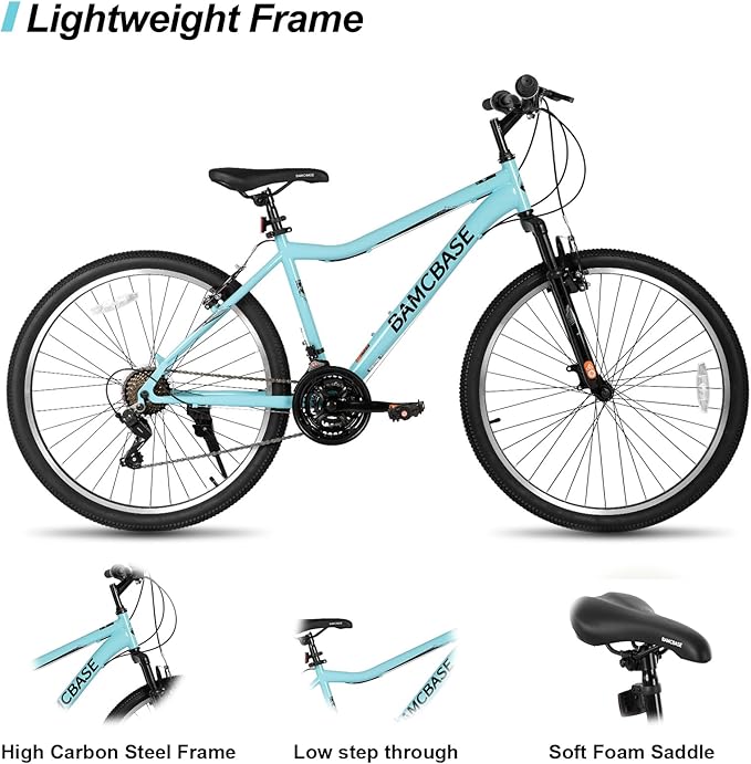 Hiland Adult 26 Inch Mountain Bike, Mens and Womens Bicycle with 21 Speed, High-Carbon Steel Frame Mountain Bicycle, Sport MTB for Men Women