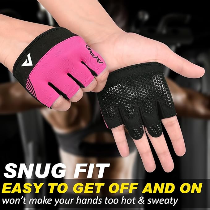 AYRO Minimal Workout Gloves, Short Partial Gym Weight Lifting Gloves Grip Pads for Men & Women with Full Palm Protection & Extra Grip, Best for Weightlifting, Training, Gym & Hand Support