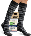 Merino Wool Compression Socks for Women Men, 15-20 mmHg, Soft & Breathable for Travel, Running, Pregnancy