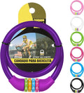 Bike Lock, 25 inch Bike Lock Cable, Portable Anti Theft 4 Digits Codes Cable Locks, Resettable Combinations Coiling Bicycle Lock for Bike, Motorbike, Scooter, Skateboard, Gate, Fence (Purple)