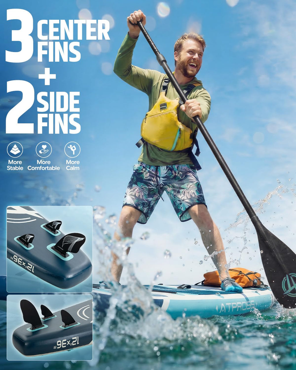 ATPROSS 12'x36 Inflatable Stand Up Paddle Board with Seat, 500lbs Wide SUP
