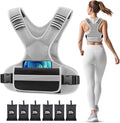 Adjustable Weighted Vest Woman 4-10lb/12-18lb/20-32lb Weighted Vest Men with 6 Ironsand Weights, Shoulder Pads and Large Pocket for Walking Running Crossfit Strength Training