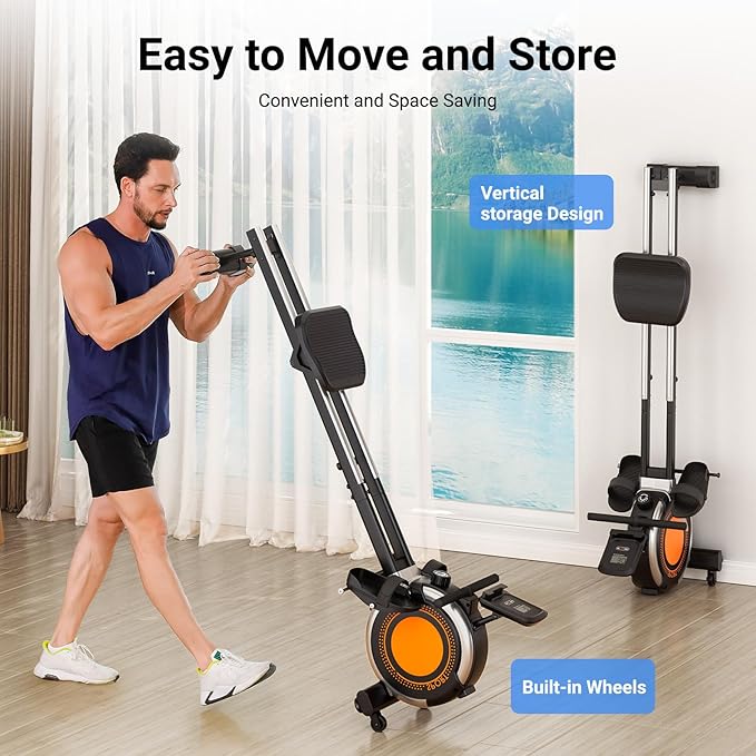Dripex Rowing Machines for Home Use, Rowing Machine Magnetic Rower, Max 350 LBS, 16 Levels of Workout Resistance, Dual Slide Rail, Bluetooth App Compatible, LCD Monitor, Row Machine for Gym Exercise