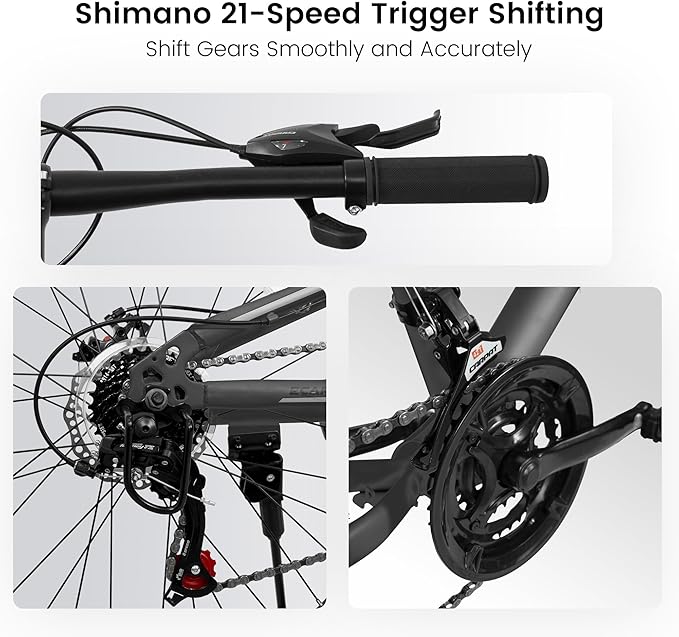 Mountain Bike 24 26 27.5 Inch, Dual Full Suspension Mens Womens Bike, 21 Speeds Dual Disc Brake Carbon Steel Bike, Boys Mens Mountain Bike for School Work Summer Camping, Birthday Gift Choice