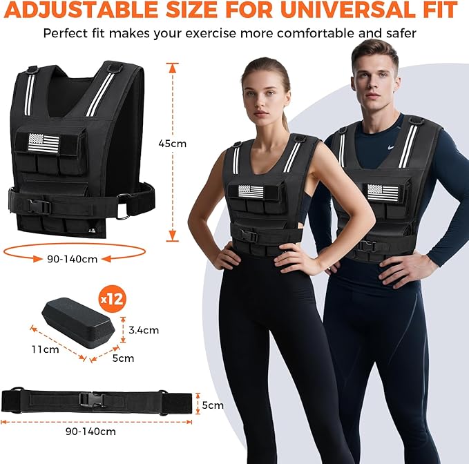 BAGAIL Weighted Vest Men, 20lbs/30lbs/40lbs Adjustable Weighted Vest for Woman with Removable Iron Weights, Women’s Weight Vest for Walking, Rucking, Running, Strength training
