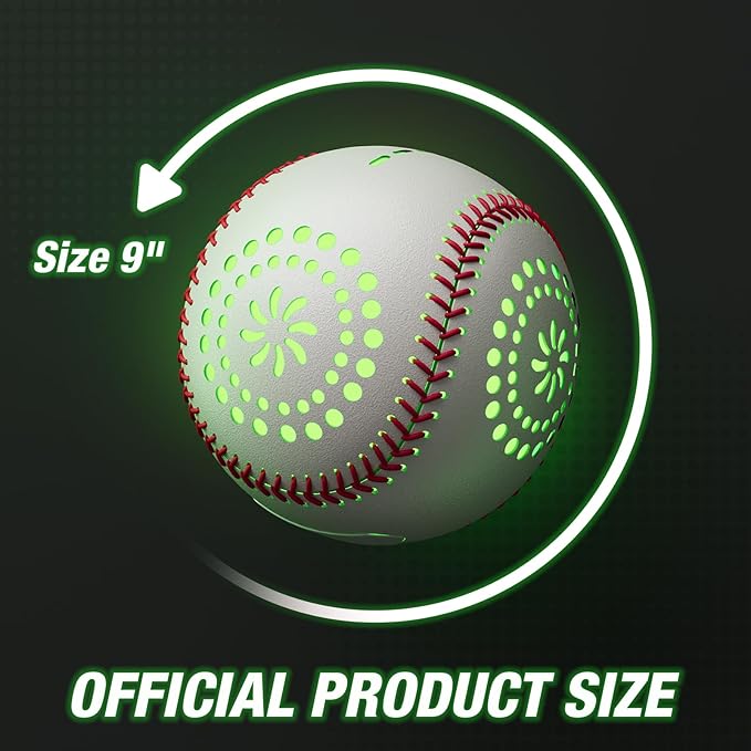 Light up Baseball with LED Rechargeable, 9 Lighting Modes Glow in The Dark Baseball, Official Size Leather Weighted Baseballs for Day Night Indoor Outdoor, Sport Toys Games Gifts for Boys 8-12