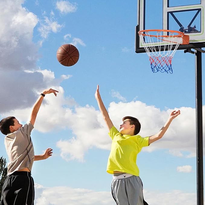 Goplus 18’’/15’’ Replacement Basketball Rim, Wall Door Mounted Basketball Hoop with All Weather Net, Indoor Outdoor Hanging Basketball Rim Goal Outside