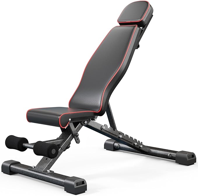 YOLEO 880LB Adjustable Weight Bench for Bench Press, MAX Foldable Weight Bench with Bench Press Stand/Extended Head for Home Gym/Full Body Workout 90 Degree Workout Bench User 6'56''(Max Version)
