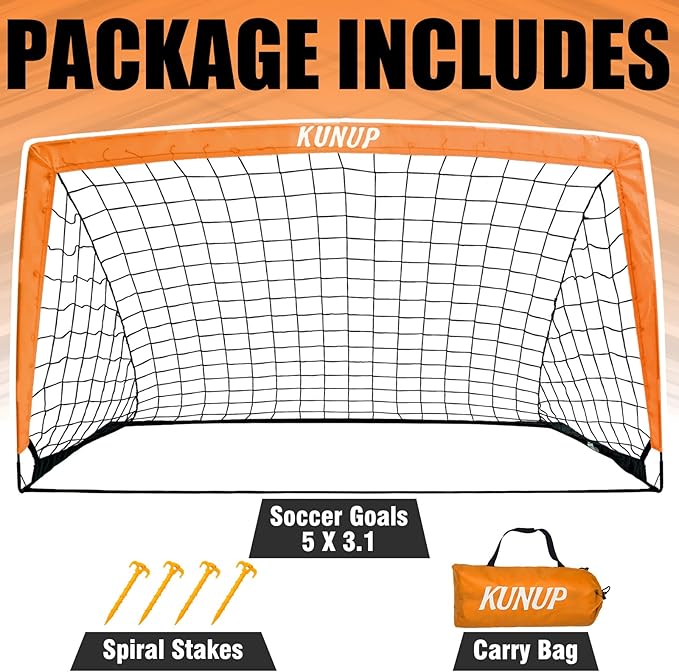 Kids Soccer Goal for Backyard, 5×3, 6×4, 9×5FT Easy Foldable Soccer Practice Net with Portable Carrying Bag for Toddler Youth Adult Soccer Training Equipment Outdoor Sports Game