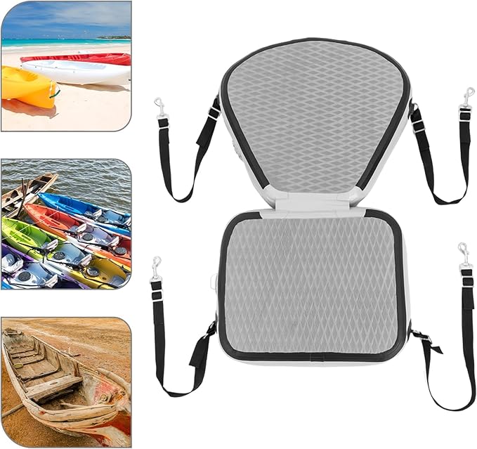 LYNICESHOP Kayak Seats Portable Thicken Seat Cushion for Kayak Padded Kayak Seat w/Back Support Adjustable Strap, for Kayak, Canoe, and Boat (Gray)