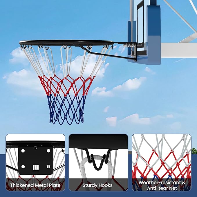 Goplus 18’’/15’’ Replacement Basketball Rim, Wall Door Mounted Basketball Hoop with All Weather Net, Indoor Outdoor Hanging Basketball Rim Goal Outside