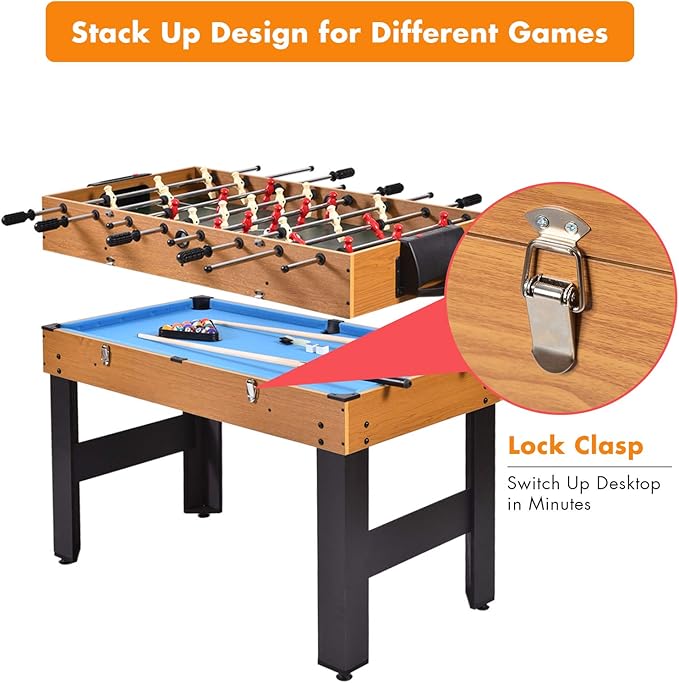 GYMAX 3 in 1 Multi Game Table, 49 Inch with Foosball Hockey & Billiards, Competition Sized Combo Game Table for Home, Game Room, Bar, Party, Club