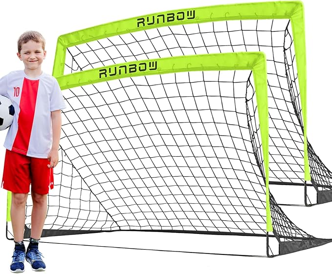 RUNBOW 5x3 ft Portable Kids Soccer Goal for Backyard Practice Soccer Net with Carry Bag