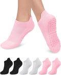 6 Pairs Grip Pilates Socks for Women, Non-slip Yoga Athletic Socks for Barre Ballet Barefoot Workout Hospital