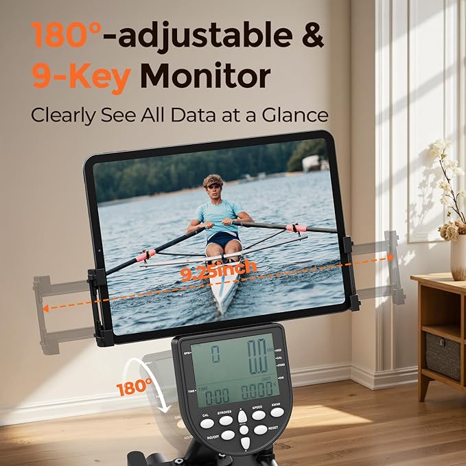 YOSUDA Magnetic/Water Rowing Machine for Home - Rower Machine Use with Bluetooth, App Supported, Rowing Machine for Taller Power Athletes, Comfortable Seat Cushion