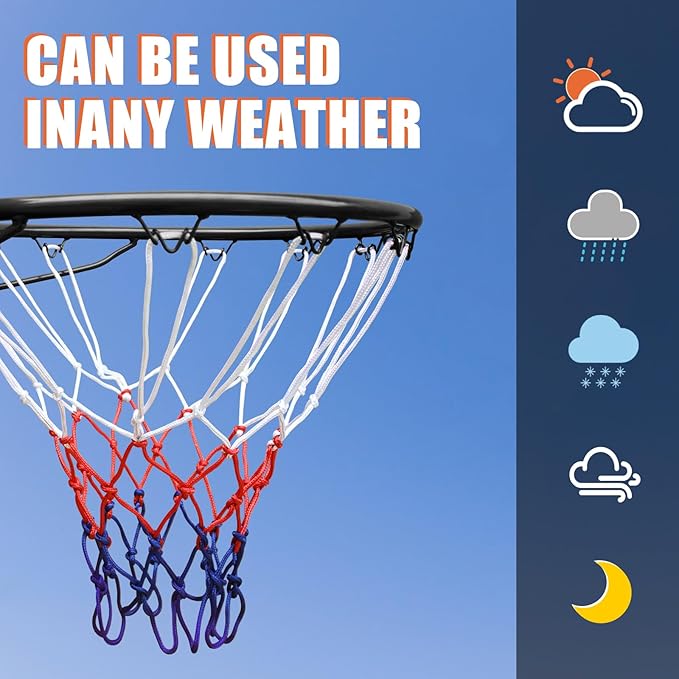 Basketball Rim Goal 18 ", Replacement Basketball Rim Goal Hoop Net for Indoor Outdoor