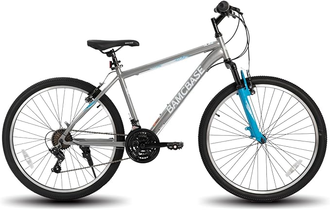 HILAND 26 27.5 29 Inch Mountain Bike, Mens and Womens MTB with 21 Speeds, High-Tensile Steel Frame, V Brake, Hardtail Bicycle for Adults