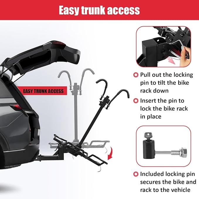 FORWODE Bike Rack Hitch Mount Platform Bike Rack, 2-Bike 200 lbs Capacity, Wobble-Free, Fits Up to 5" Fat Tires, 2" Receiver, E-Bikes & MTB (HBS22G)