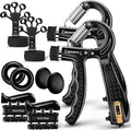 10 PCS Grip Strength Trainer Kit, Hand Gripper Strengthener, Forearm Strengthener, Finger Strengthener, Finger Exerciser, Stress Relief Ball,Forearm Workout Ring for Muscle Building and Injury Recover