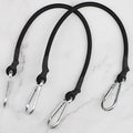 ZHOUBIN 18 Inch Black Bungee Cords with Carabiner Hooks, 2Pcs