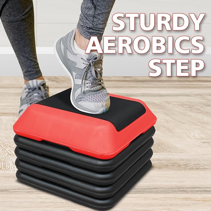 Exercise Aerobic Step Platform,Adjustable Height Fitness Stepper Stackable Risers, Aerobics Stepper Workout Stepper for Gym Home Cardio Strength & Training