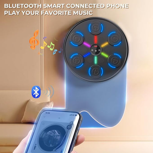 2025 New Music Boxing Machine with Boxing Gloves, Wall-Mounted, Upgraded Large Smart Bluetooth Music Boxing Target Workout Equipment for Home, Suitable for Kids and Adults（19.29''x19.29''x2.17''）