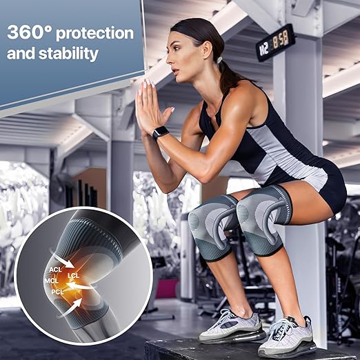 DR. BRACE ELITE Knee Brace with Size Stabilizer (2 Pack) Knee Brace for Women & Men, Workout, Sports, Daily Knee Compression Sleeve for Maximum Knee Pain Support & Fast Recovery (Uranus, Large)