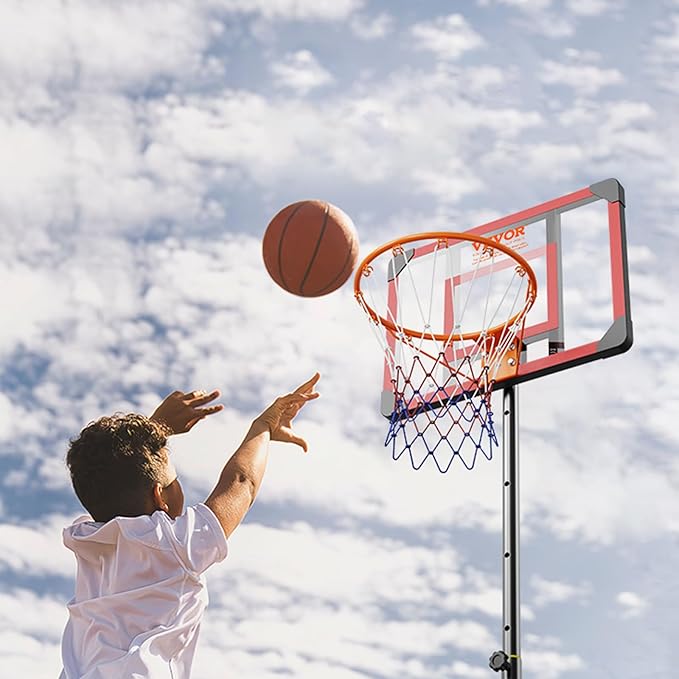 VEVOR Basketball Hoop/Rim, Adjustable Height Portable Backboard Court, Basketball Goal, Mobile Stand with Wheels Weighted Base, Youth&Adults, Outdoor/Indoor