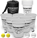 BucketBall | Team Color Edition | Combo Pack (Silver/White): Original Yard Pong Game: Best Camping, Beach, Lawn, Outdoor, Family, Adult, Tailgate, Jumbo, Giant Game