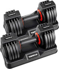 25/55 lbs Pair Adjustable Dumbbell Set, Adjust Dumbbell Weight for Exercises Pair Dumbbells for Men and Women in Home