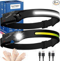 (2-Pack) Rechargeable LED Headlamp, 350 Lumens, Waterproof, 5 Lighting Modes Adjustable, Lightweight Design