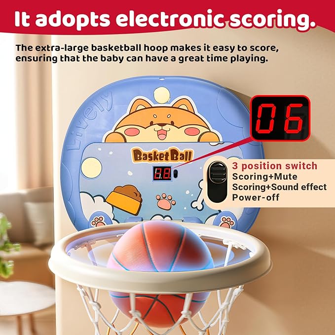 Toddler Baby Mini Basketball Hoop Indoor for Toddlers Kids Boys Room,Baby & Boy Toys 3 4 5 6 Years Old Birthday for 3 4 5 6 Year Old Boys (Large-Score)