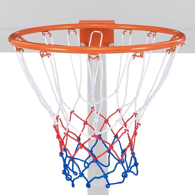 Goplus 18’’/15’’ Replacement Basketball Rim, Wall Door Mounted Basketball Hoop with All Weather Net, Indoor Outdoor Hanging Basketball Rim Goal Outside