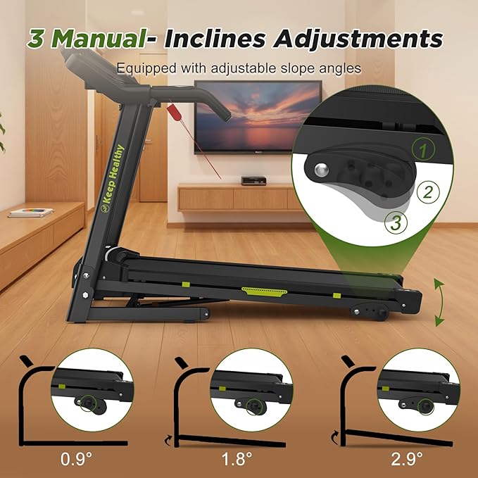 FYC Folding Treadmill for Home - Portable Walking Treadmill with Incline, Handles & App, Dual Shock Absorption, Bluetooth Speakers, 330lbs Capacity, Easy Fold Design