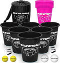 BucketBall | Team Color Edition | Combo Pack (Black/Pink): Original Yard Pong Game: Best Camping, Beach, Lawn, Outdoor, Family, Adult, Tailgate, Jumbo, Giant Game