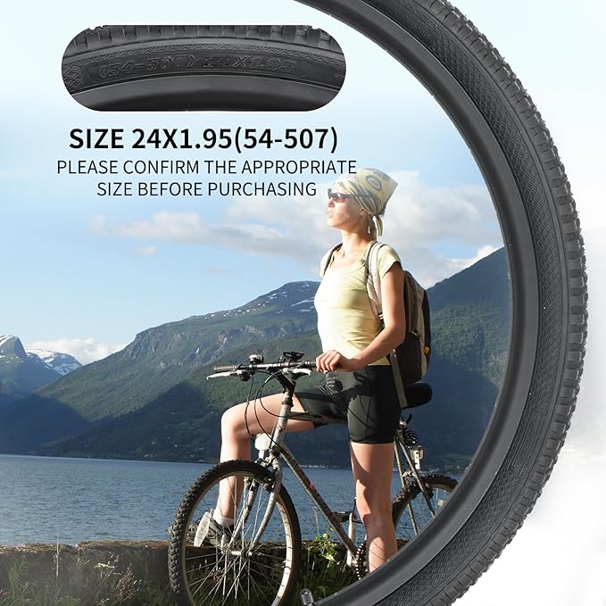 Mountain Bike tire, 24x1.95/26x1.95 Folding Replacement Bicycle Tires with Tire Levers and Tire Tubes, 24''/26'' Mountain Bicycle Tire for MTB Off-Road Bicycle Cycling