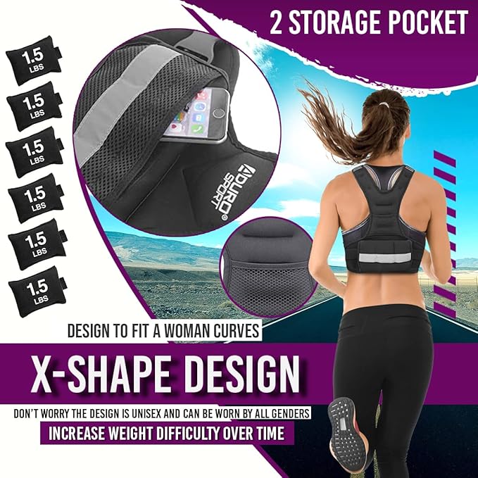 "Aduro Sport Adjustable Weighted Vest Workout Equipment, 4-10lbs/11-20lbs/20-32lbs/26-46lbs Body Weight Vest for Men, Women, Kids"