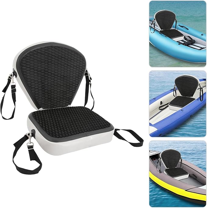 Inflatable Kayak Seat with Back Support, Portable Thicken Cushion, Padded Kayak Seats, Adjustable Strap, Paddle Board Seat Replacement for Kayaking Canoeing Drifting Rafting Fishing