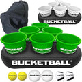 BucketBall | Team Color Edition | Party Pack (Green/White): Original Yard Pong Game: Best Camping, Beach, Lawn, Outdoor, Family, Adult, Tailgate, Jumbo, Giant Game