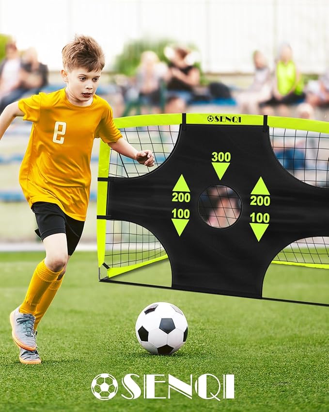 Soccer Goal，Portable Soccer Goal of 6x4ft，2 Set of Soccer Goal Backyard Training Equipment with Soccer Ball and Scoring Target Cloth，Outdoor Sports Games Gift