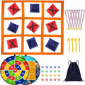 2-in-1 Outdoor Giant Tic Tac Toe Bean Bag Toss Games with Dart Board, 26" Dart Board with Sticky Balls Double-Sided Tic Tac Toe for Kids Adults Large Lawn Carnival Yard Birthday Family Party Games