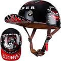 Vintage Baseball Cap Open Face Motorcycle Helmet - DOT Approve,GermanStyle Half Helmet for Adults, Ideal for Cruiser, Scooter & Moped, Unisex Design
