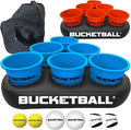 BucketBall | Team Color Edition | Party Pack (Light Blue/Orange): Original Yard Pong Game: Best Camping, Beach, Lawn, Outdoor, Family, Adult, Tailgate, Jumbo, Giant Game