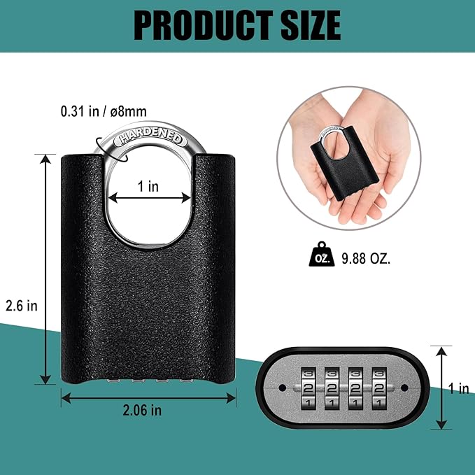 Heavy Duty Combination Lock, Waterproof and Rustproof Padlock with Code for Storage, Warehouses, Garage, Outdoors,Fence,Gate,Anti-Theft Protection (1 Lock)